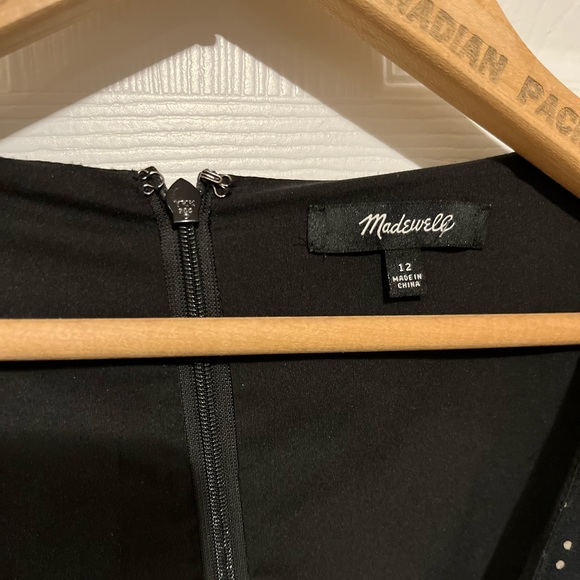 Madewell Polka Dot Shift Ruffle Sleeve Vneck Lined Dress Sz 12 - Picture 3 of 10